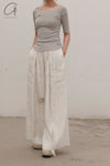 MUTEDANCE Elastic Waist Wide Leg Pants MD22SS25 Off-White PM38